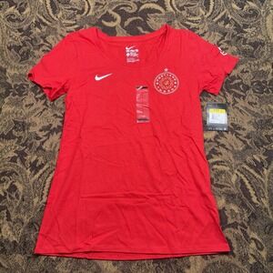 Nike Red Short Sleeve Women's Tee with White Swoosh